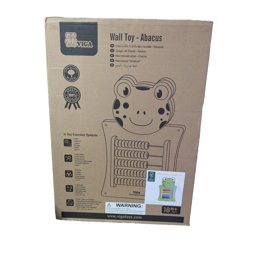 NEW Viga Frog Activity Wall Panel Montessori Sensory Wall Toy Abacus